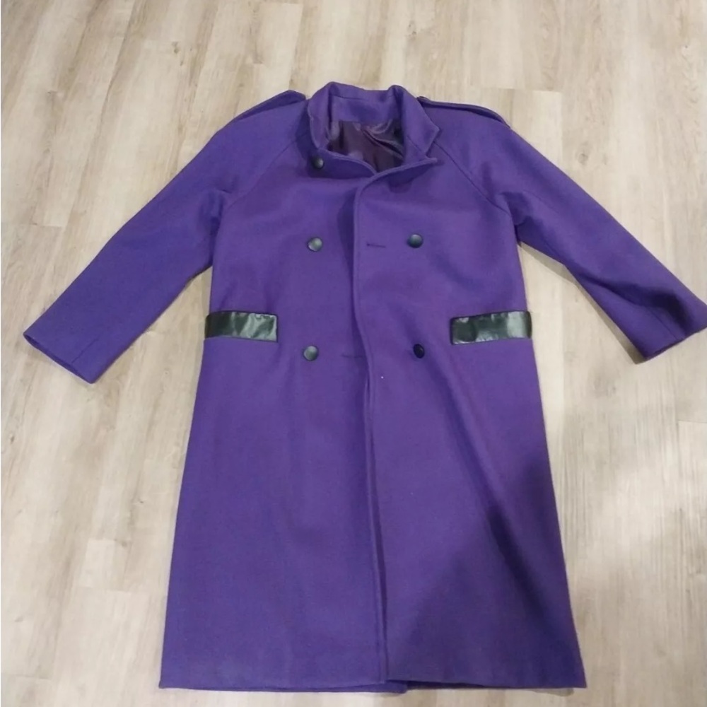 Elegant Purple Coat with Black Details